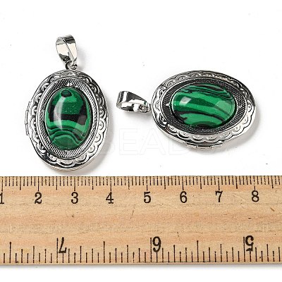 Synthetic Malachite Locket Pendants G-C104-04D-P-1