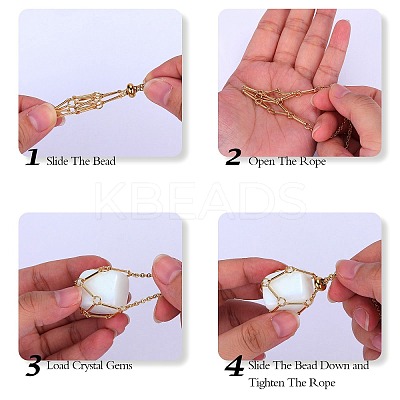 2Pcs 2 Style Brass Braided Macrame Pouch Empty Stone Holder for Pendant Necklaces Making NJEW-SZ0001-65G-1