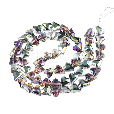 Electroplate Transparent Glass Beads Strands EGLA-N002-44-08-1