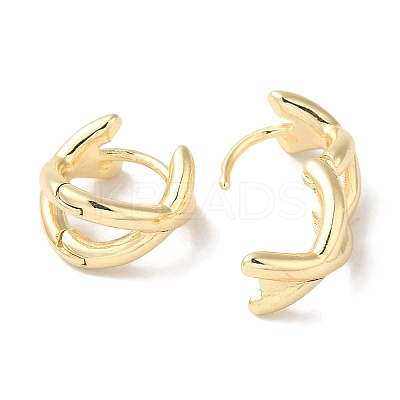 Crossing Double Band Brass Hoop Earrings for Women EJEW-U008-06G-1