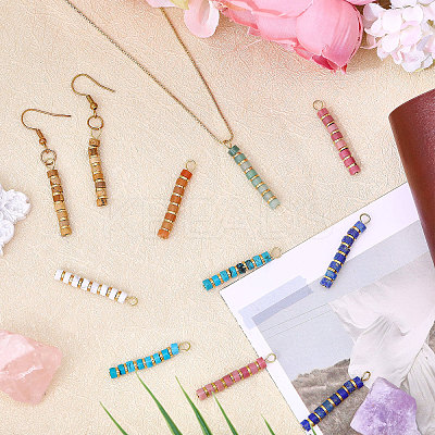24Pcs 8 Style Natural Gemstone Pendants PALLOY-CA00030-1
