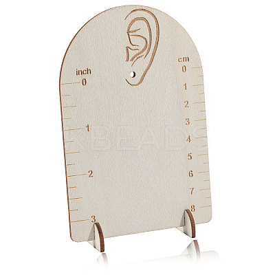 2 Sets Arch Shaped Boxwood Earrings Display Stands with Measuring Scale ODIS-SC0001-08-1