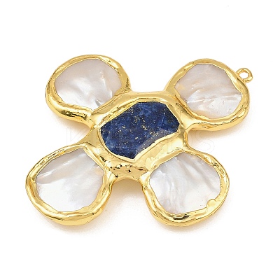 Natural Lapis Lazuli & Shell Pearl Big Pendants KK-H516-24G-02-1