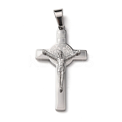 304 Stainless Steel Religion Jesus Cross Pendants STAS-F323-12P-1