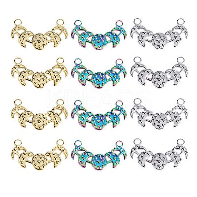 12Pcs 3 Colors Ion Plating(IP) 304 Stainless Steel Pendants STAS-SZ0002-91-1