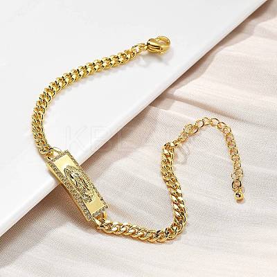 Brass Cuban Link Chain Bracelets BJEW-A035-01G-1