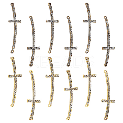12Pcs 2 Colors Alloy Rhinestone Links/Connectors RB-PH0001-68-1