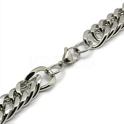 Tarnish Resistant Fashionable 304 Stainless Steel Cuban Link Chain Necklaces STAS-A028-N063P-1