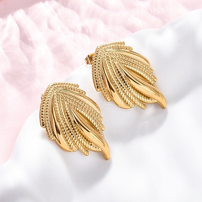 304 Stainless Steel Stud Earrings for Women LS-EJEW-F357-05G-1