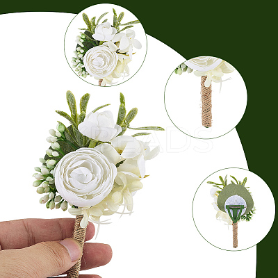 6Pcs 3 Styles Silk Cloth Flower Boutonniere Brooch AJEW-CP0006-34-1