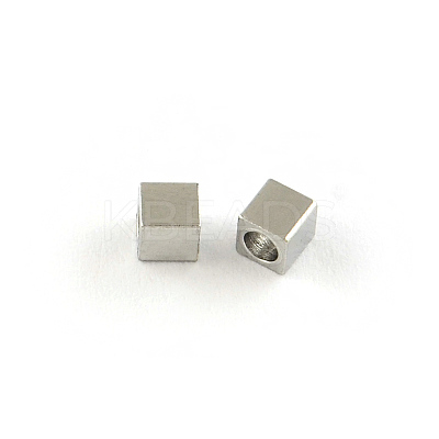 Tarnish Resistant 201 Stainless Steel Cube Spacer Beads X-STAS-S040-10-1