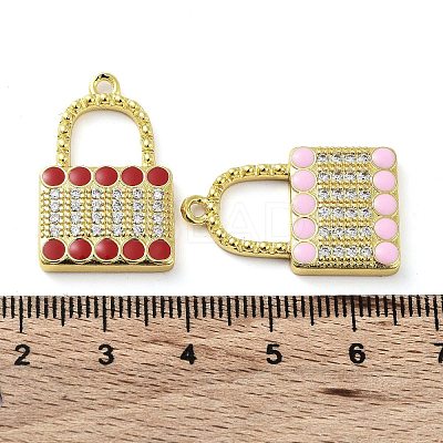 Brass Micro Pave Clear Cubic Zirconia Pendants KK-F871-14G-1