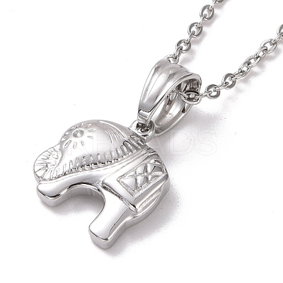 Non-Tarnish 304 Stainless Steel Elephant Pendant Necklace for Women STAS-E154-22P-1