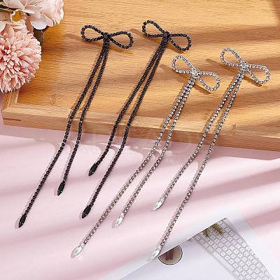 2 Pairs 2 Colors Alloy Bowknot Dangle Stud Earrings with Sterling Silver Pins EJEW-AN0004-89-1