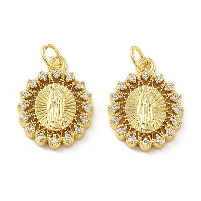 Brass Micro Pave Cubic Zirconia Pendants KK-C092-19C-G-1