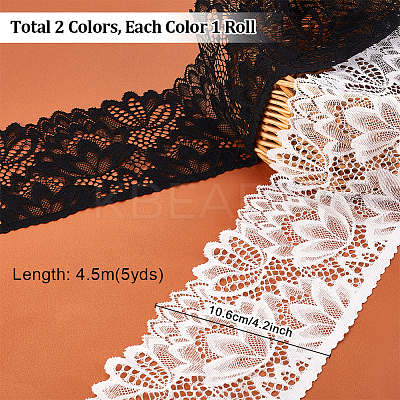 10Yards 2 Colors Stretch Nylon Flower Embroidery Lace Ribbon OCOR-PH0005-87-1