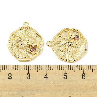 Brass Micro Pave Cubic Zirconia Pendants KK-P258-19G-02-1