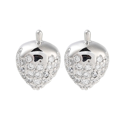 Rack Plating Strawberries Brass Stud Earrings EJEW-N055-31P-RS-1