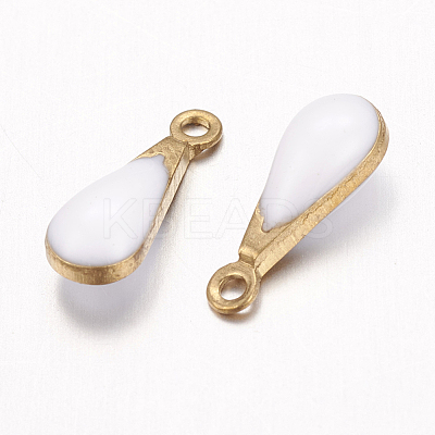 Antique Golden Plated Brass Enamel Teardrop Charms X-KK-Q571-01B-1