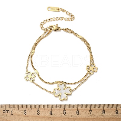 304 Stainless Steel Shell Pearl Pendant Multi-strand Bracelets BJEW-U028-01G-1