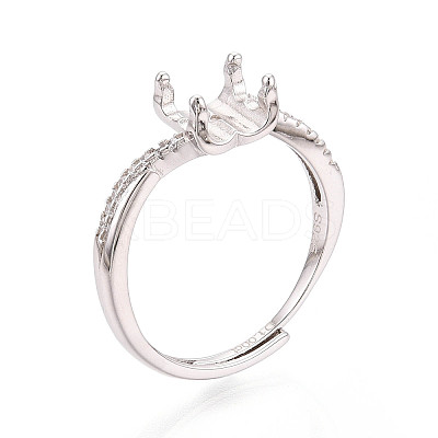 Rhodium Plated 925 Sterling Silver Micro Pave Cubic Zirconia Engagement Solitaire Ring Settings STER-N016-75P-1