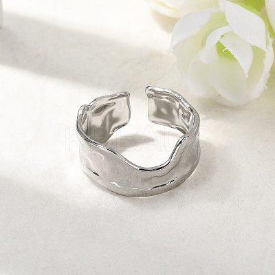 304 Stainless Steel Open Cuff Rings for Women RJEW-H261-11P-1