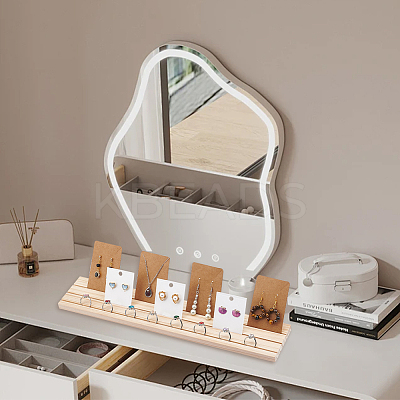 3-Slot Wood Earring Display Cards Stands ODIS-WH0070-01-1