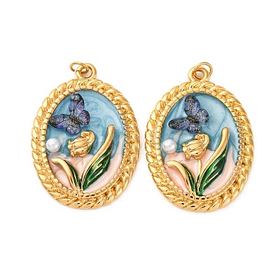 304 Stainless Steel Enamel Pendants STAS-U061-48G-01-1