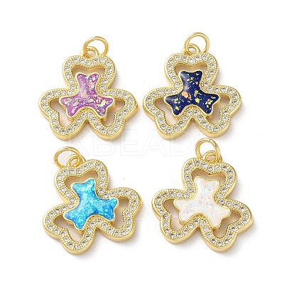 Brass Micro Pave Clear Cubic Zirconia Pendants KK-C045-30G-1