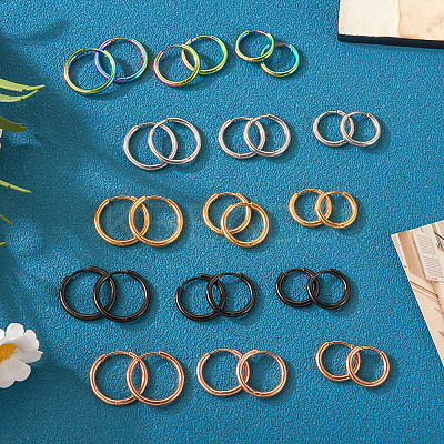 30Pcs 15 Style 316L Surgical Stainless Steel Huggie Hoop Earrings for Girl Women EJEW-TA0001-11-1