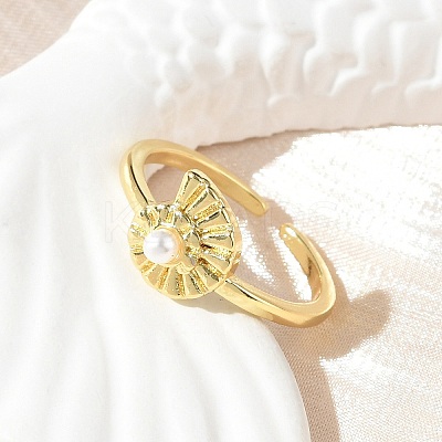 Brass Open Cuff Rings for Women RJEW-A061-02G-1