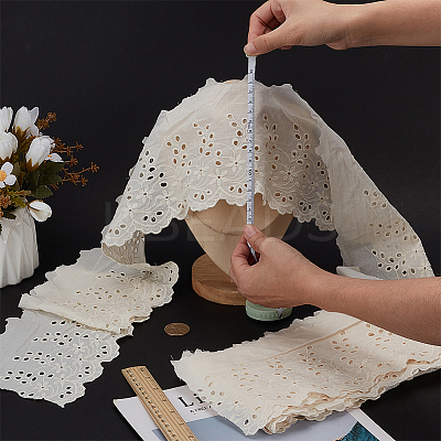 5 Yards Cotton Embroidery Flower Wavy Edged Lace Ribbons OCOR-FG0002-85B-1