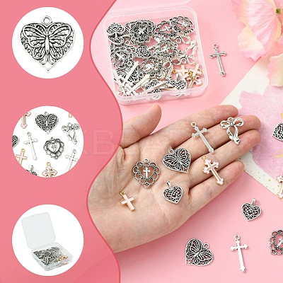 DIY Heart & Bowknot & Cross Alloy Pendant Decoration Making Kits DIY-FS0007-28-1