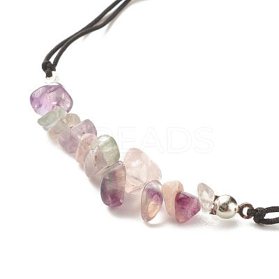 Natural Fluorite Chips Braided Bead Bracelet BJEW-JB08019-07-1