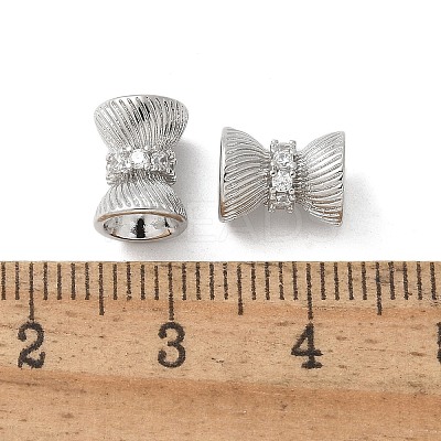 Brass Micro Pave Cubic Zirconia Beads KK-U052-22P-1