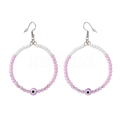 Resin Evil Eye & Acrylic Beaded Big Ring Dangle Earrings EJEW-JE04999-01-1