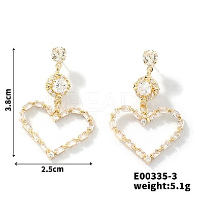 Elegant Copper Heart-shaped Zircon Stud Earrings NG8185-3-1