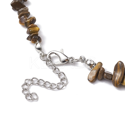 Natural Tiger Eye Chip Beaded Necklace NJEW-JN04615-08-1