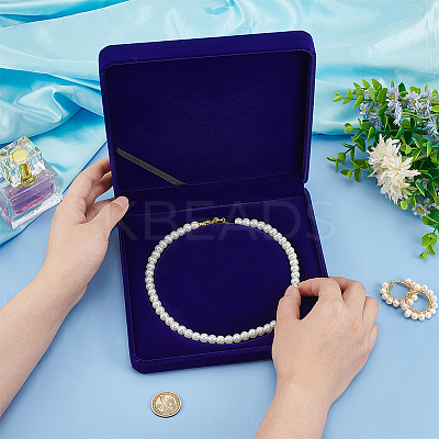 Velvet Pearl Necklace Storage Gift Boxes CON-WH0086-128B-1