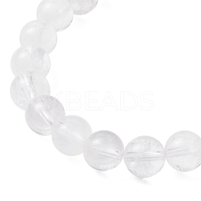 Natural Quartz Crystal Cross Round Beaded Stretch Bracelets for Men Women BJEW-JB12258-04-1
