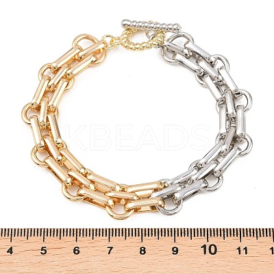 Two Tone Brass Oval Link Chain Bracelets for Women BJEW-G771-01GP-1