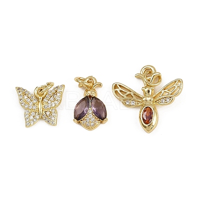 Brass Micro Pave Cubic Zirconia Charms KK-D409-37G-A-1