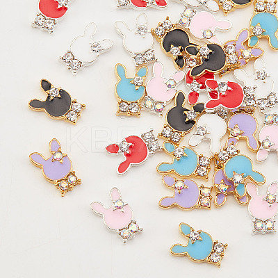 30Pcs 6 Colors Alloy Clear Rhinestone Cabochons FIND-OC0001-67-1