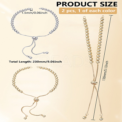 2Pcs 2 Colors Brass Chain Bracelet Making KK-LP0001-99-1