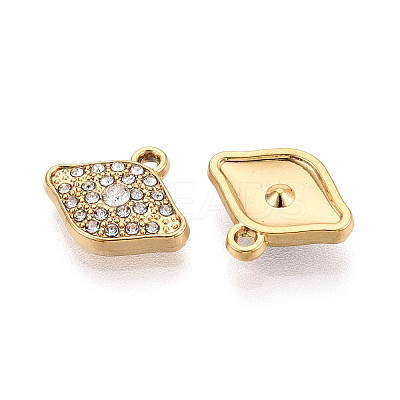 304 Stainless Steel Rhinestone Charms STAS-N110-39G-1