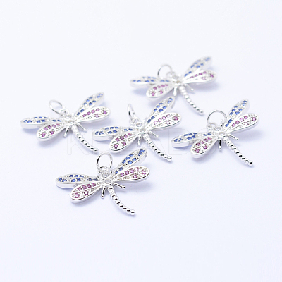 Brass Micro Pave Cubic Zirconia Pendants KK-P133-02P-NR-1