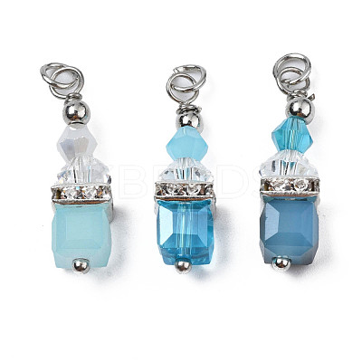 Faceted Transparent Glass Charms GLAA-Q026-08-1