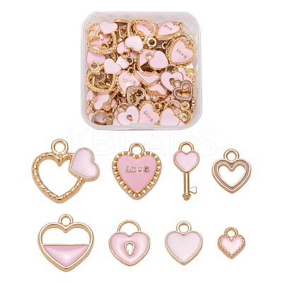 80Pcs 8 Style Light Gold Alloy Enamel Pendants ENAM-LS0001-69-1