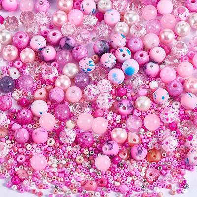 2 Bag Glass Round Beads Set JX547C-1