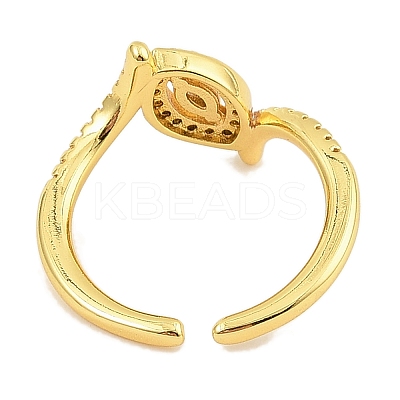 Brass Micro Pave Cubic Zirconia Cuff Rings for Women RJEW-S392-16G-1